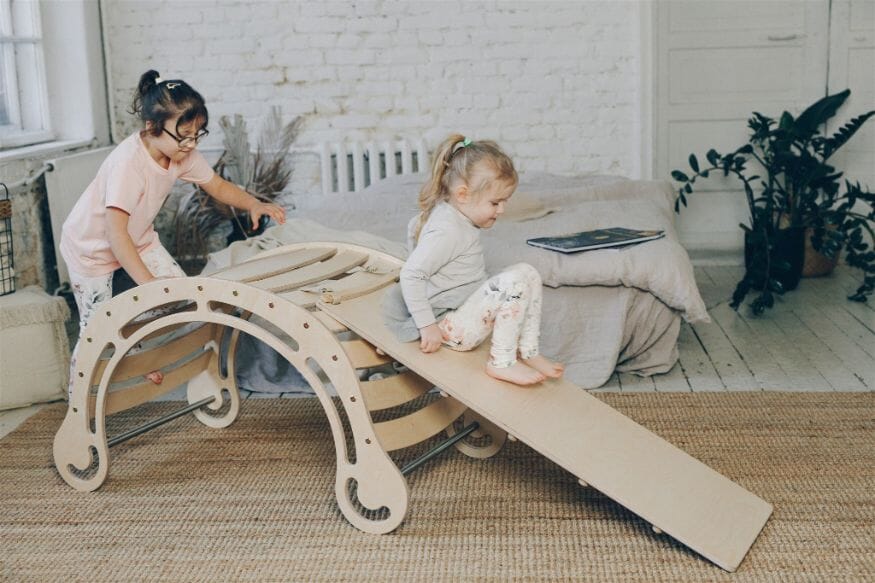Wooden climbing ramp/slide XXL - Natural - Katehaa