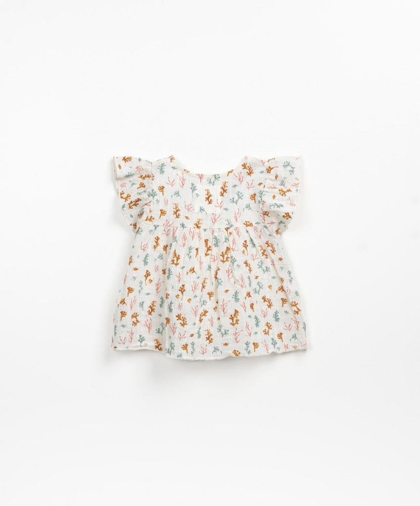 Woven tunic with coral print - Fiber - Play Up