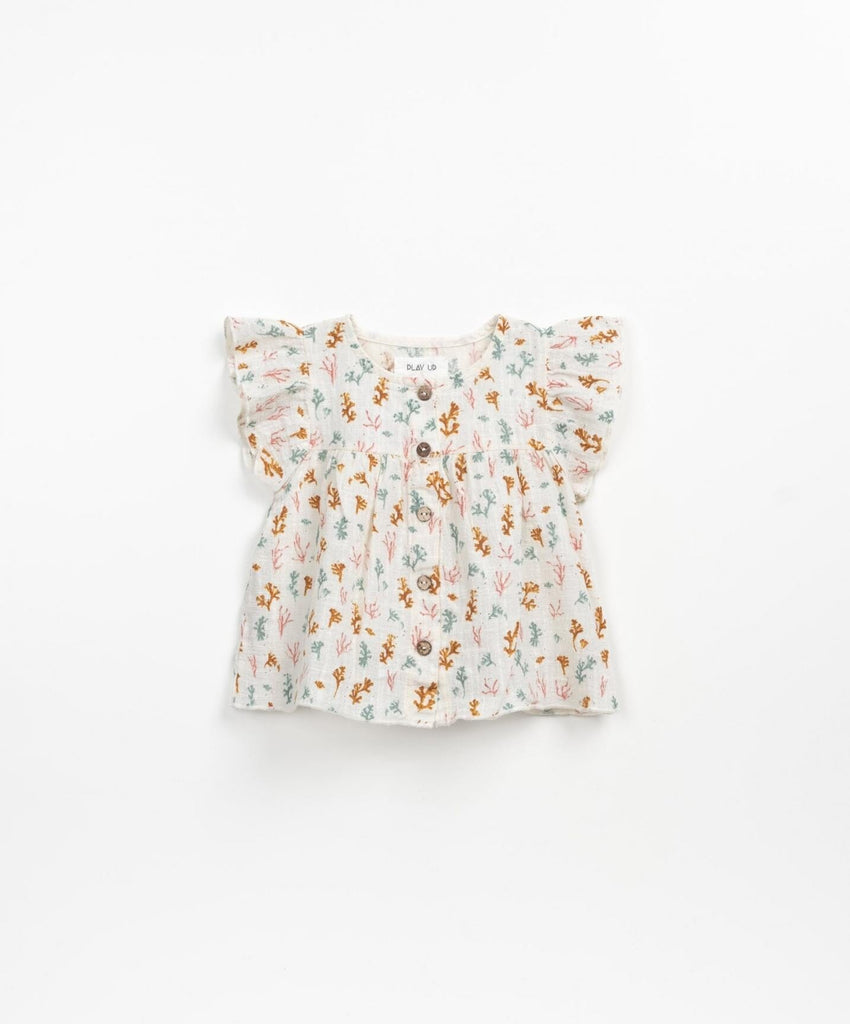 Woven tunic with coral print - Fiber - Play Up