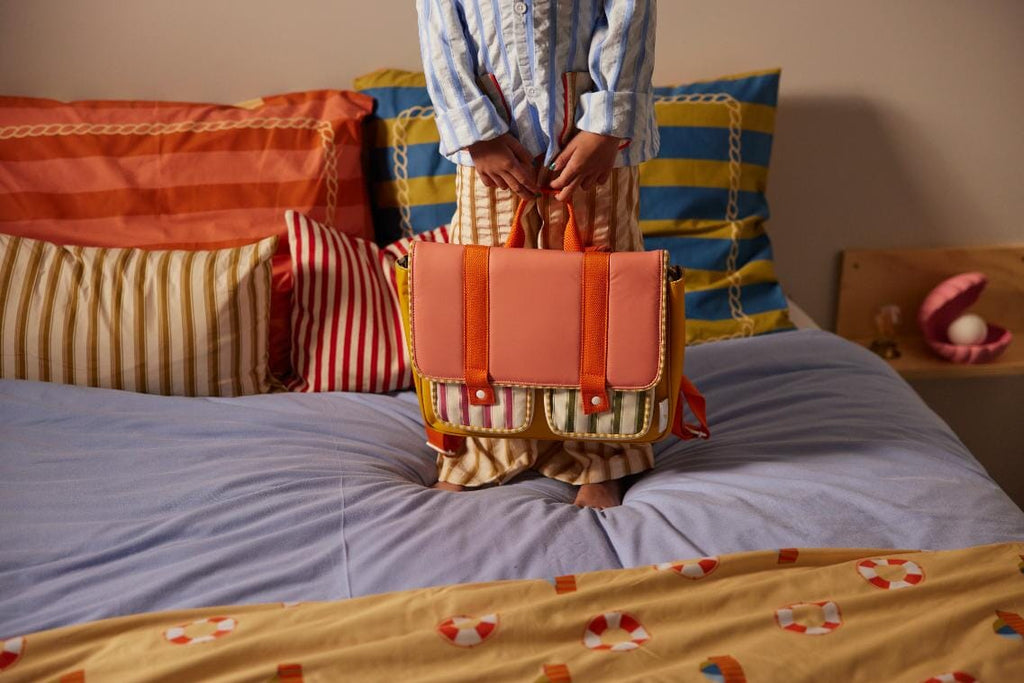 Schooltas - Wonders Coral Pink + Submarine yellow - Sticky Lemon