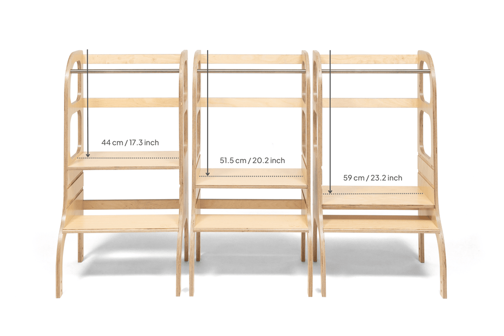 Adjustable wooden learning tower Step up! - White - Ette Tete