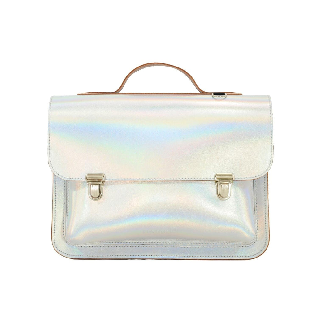 Lederen kleutertas - Silver