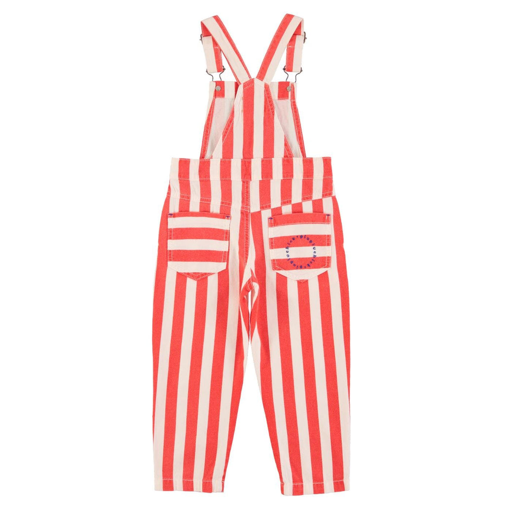 Tuinbroek - Witte & rode strepen met "eighties"-print