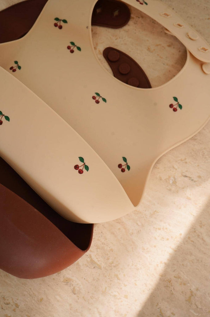 Siliconen slabbetjes 2 pack - Cherry/Mocca