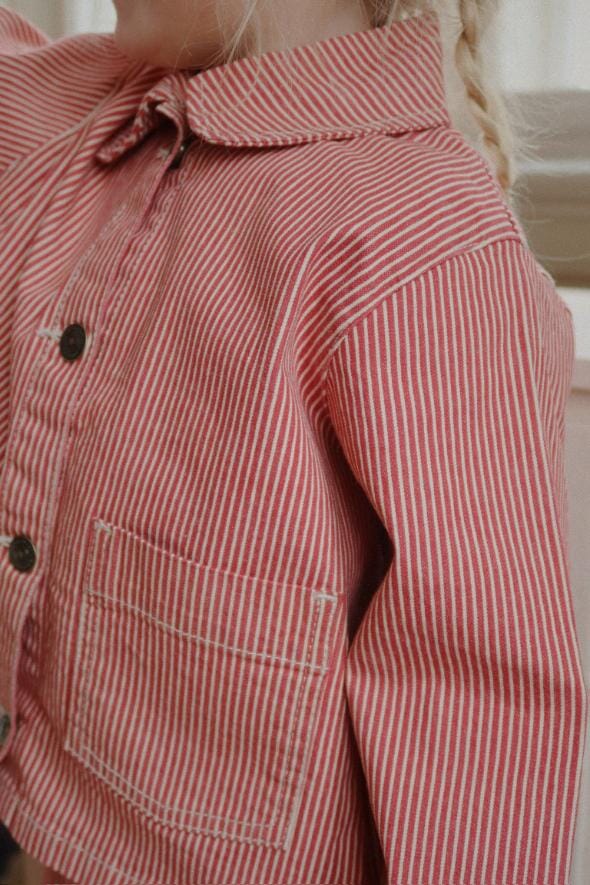 Luc shirt jacket - Milk rouge stripe