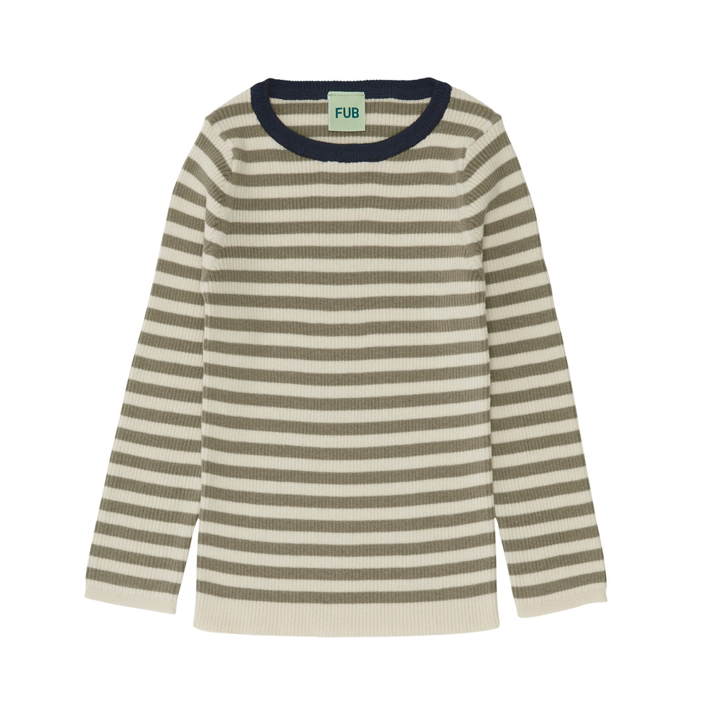Striped Rib Blouse - ecru/sage - FUB