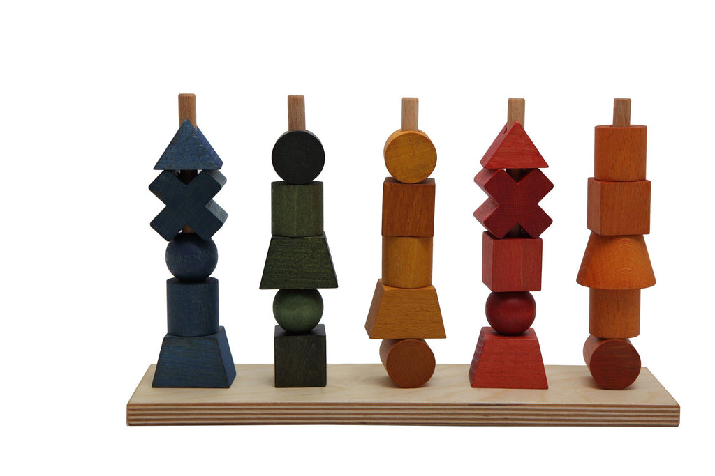 Wooden Story - Houten stapelaar 5 rijen - Rainbow
