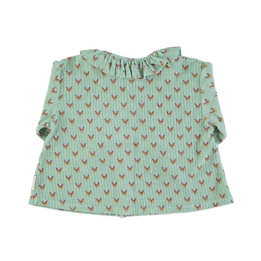 Blouse in terrystof - groen met multicolour pijltjes