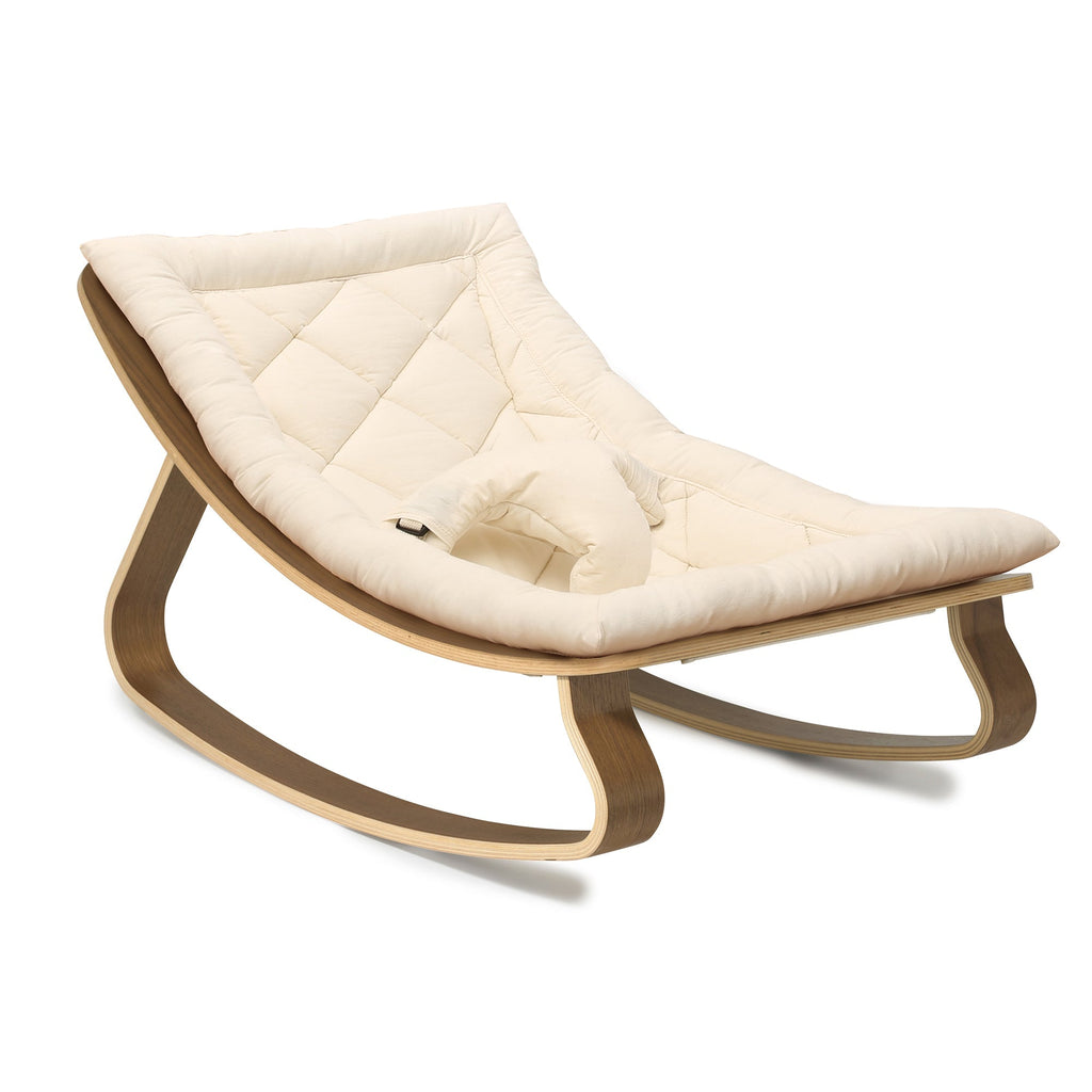 Levo wiegstoel walnut- organic white - Charlie Crane