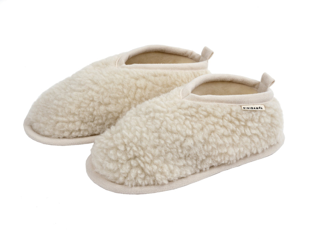 Merino booties adult - Milk - BINIBAMBA