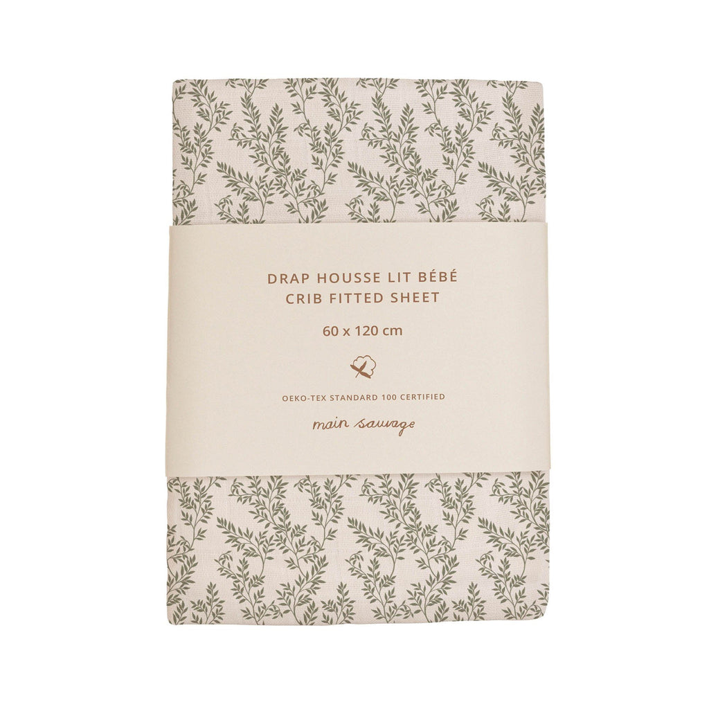 Main Sauvage - Hoeslaken 60x120cm - Bay leaves
