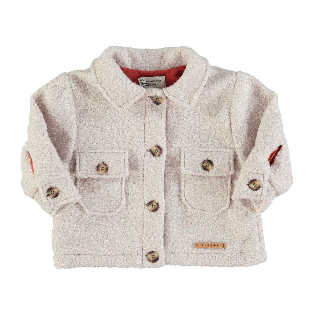 Kunstpelzjacke - Ecrufarbene Jacke mit Aufdruck "vida bonita" - piupiuchick