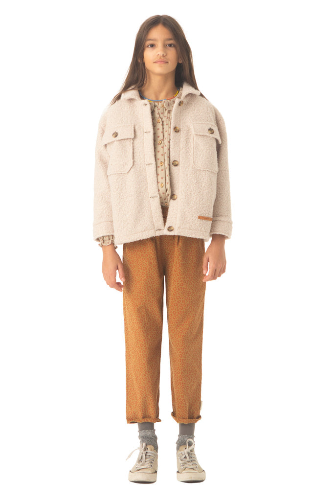 Kunstpelzjacke - Ecrufarbene Jacke mit Aufdruck "vida bonita" - piupiuchick