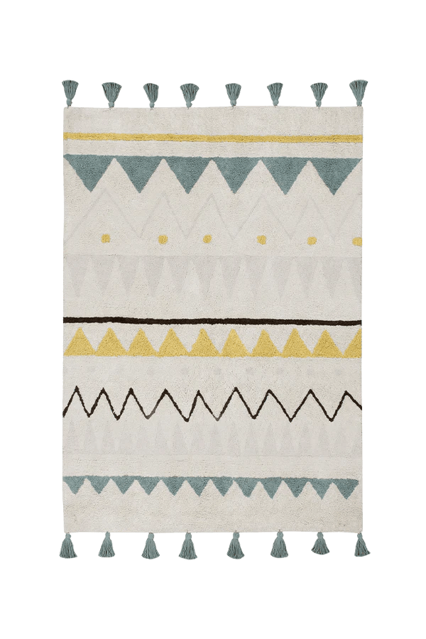 wasbaar tapijt - azteca vintage blue - Lorena Canals