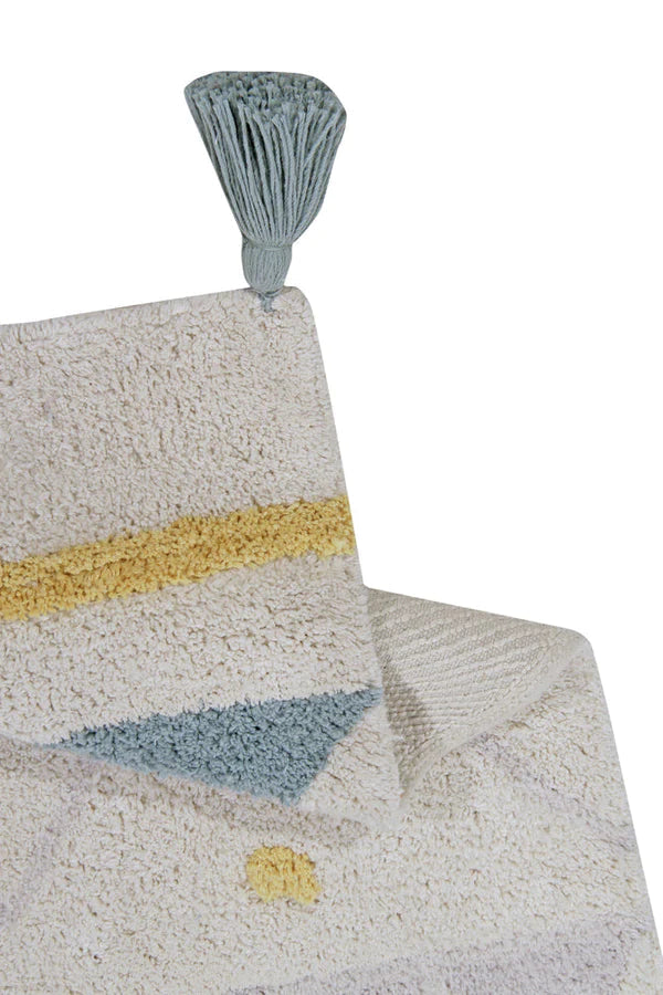 wasbaar tapijt - azteca vintage blue - Lorena Canals