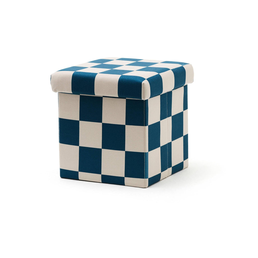 Pouf 30cm with storage - Check Teal - Kid's Concept 