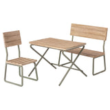 Miniatuurtuinset met tafel, bank en stoel