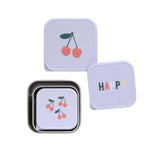Snackdoosjes stainless steel - set van 3 - Happy Fruits - Cherry