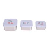 Snackdoosjes stainless steel - set van 3 - Happy Fruits - Cherry
