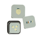 Snackdoosjes stainless steel - set van 3 - Happy Fruits - Lemon