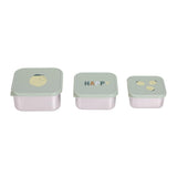Snackdoosjes stainless steel - set van 3 - Happy Fruits - Lemon
