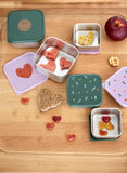 Snackdoosjes stainless steel - set van 3 - Happy Rascals - Heart Lavender