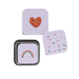 Snackdoosjes stainless steel - set van 3 - Happy Rascals - Heart Lavender