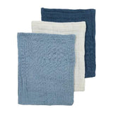 3-pack Hydrofiele doeken pre-washed - Natural/Jeans Blue/Indigo - Meyco