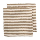 2-pack Hydrofiele doeken pre-washed - Fat Stripe Taupe - Meyco