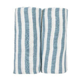 2-pack Hydrofiele doeken pre-washed - Fat Stripe Jeans Blue - Meyco