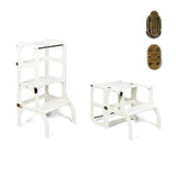 Tour d'apprentissage en bois Step'n sit - Blanc avec brass - Ette Tete