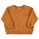 Sweater - Camel met "Jimmy Apples Farm"-print