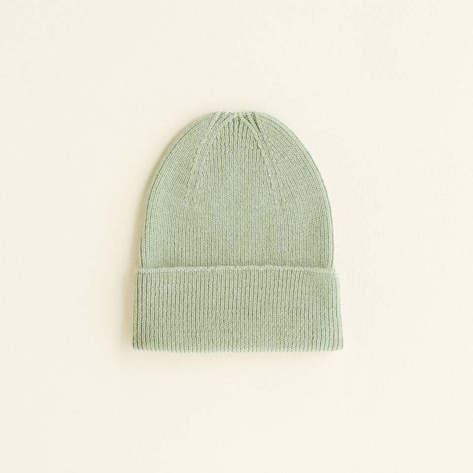 Beanie Fonzie Newborn - Mint - Hvid