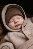Beanie Fonzie (newborn) - Salmon - Hvid