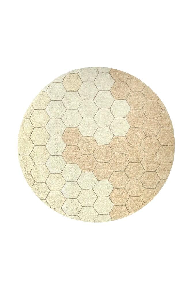 Waschbarer runder Teppich Honeycomb - Golden