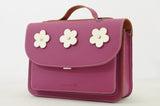 Lederen kleutertas met magneetsluiting - Flowers Plum