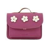 Lederen kleutertas met magneetsluiting - Flowers Plum