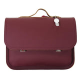 Lederen schooltas met magneetsluiting - Aubergine