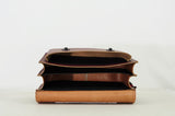 Lederen schooltas met magneetsluiting - Aubergine