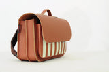 Lederen schooltas met magneetsluiting - Beach Chestnut