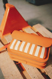Lederen schooltas met magneetsluiting - Beach Orange