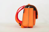 Lederen schooltas met magneetsluiting - Orange