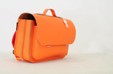 Lederen schooltas met magneetsluiting - Orange