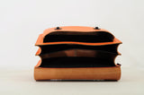 Lederen schooltas met magneetsluiting - Orange