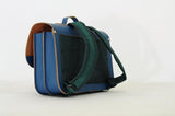 Lederen schooltas met magneetsluiting - Petrol
