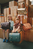 Lederen schooltas met gespen - Aubergine Plum