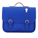 Lederen boekentas met gespen - Cobalt blauw
