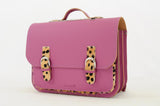 Lederen schooltas met gespen - Leo Plum