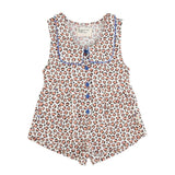 Korte jumpsuit - ecru met luipaardprint