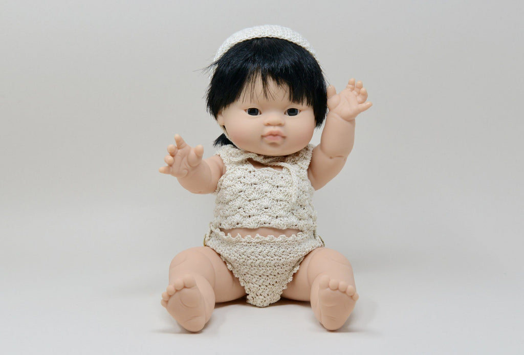Yaarn - Poppenkleding - Doll set top & bloomer August - gehaakt katoen - Beige